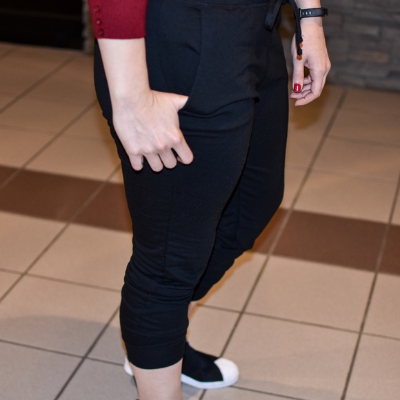 French Terry Drawstring Joggers in Black - Picture 3 of 7